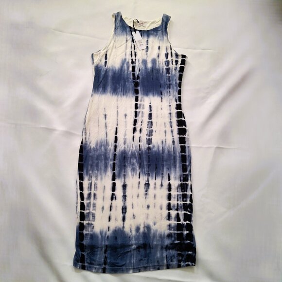 Sonice Collection Women M Sleeveless Bodycon Blue White Tie-Dye Dress Stretchy - Picture 11 of 16
